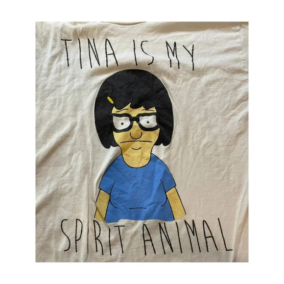Ripple Junction MEDIUM Bob's Burgers "Tina Is My Spirit Animal" White Shirt - Picture 3 of 6